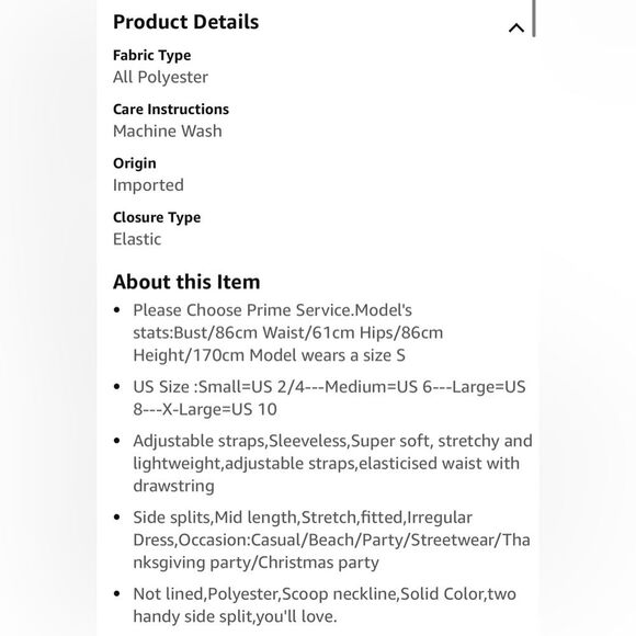 Women's Adjustable Strappy Split Summer Beach Casual Midi Dress (199) - Picture 4 of 5